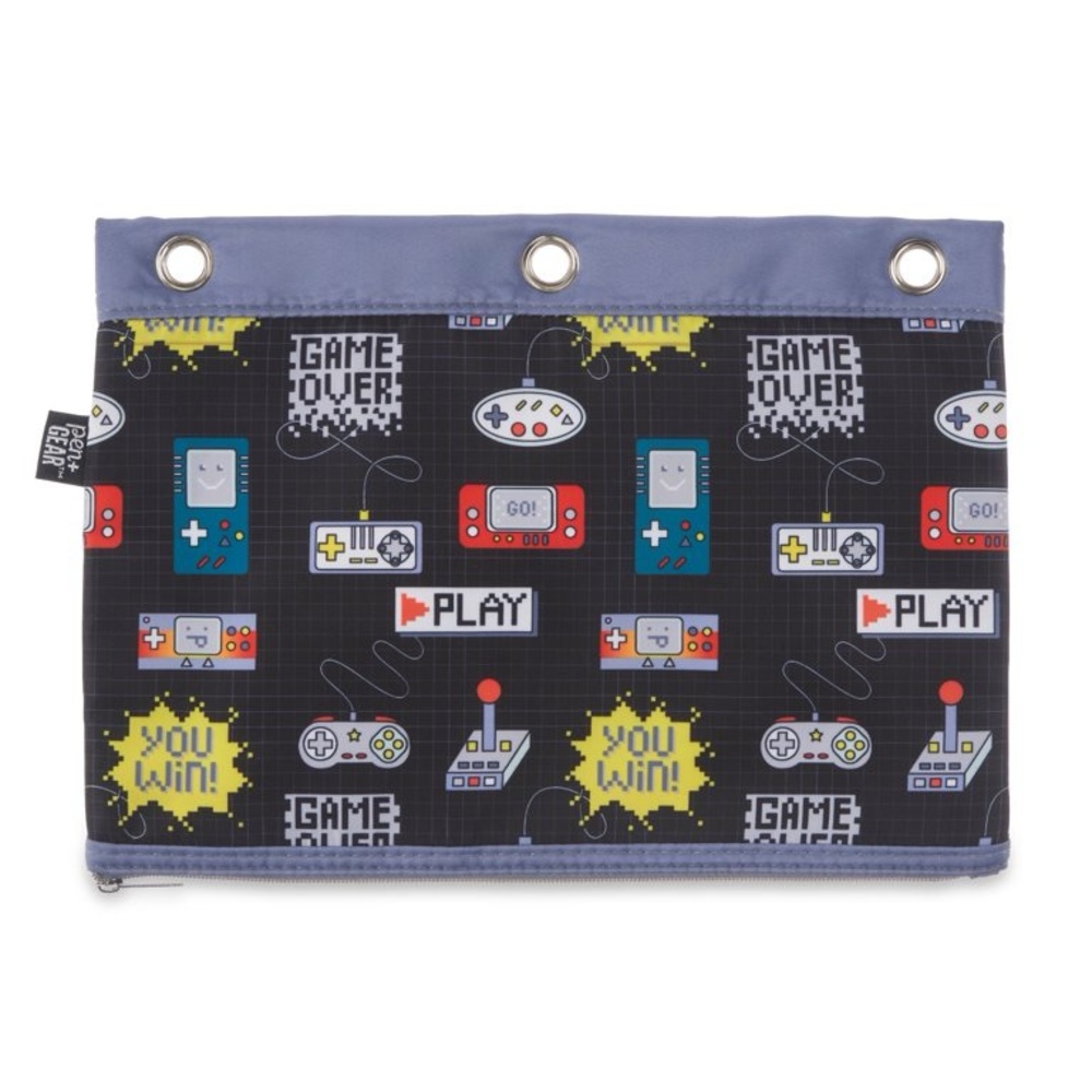 Pen + Gear Zippered Binder Pouch, Pencil Case, Black, Games